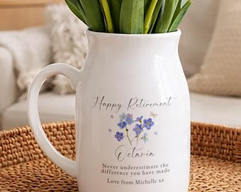 Personalised Vase Retirement Leaving Thank you Ceramic Gift