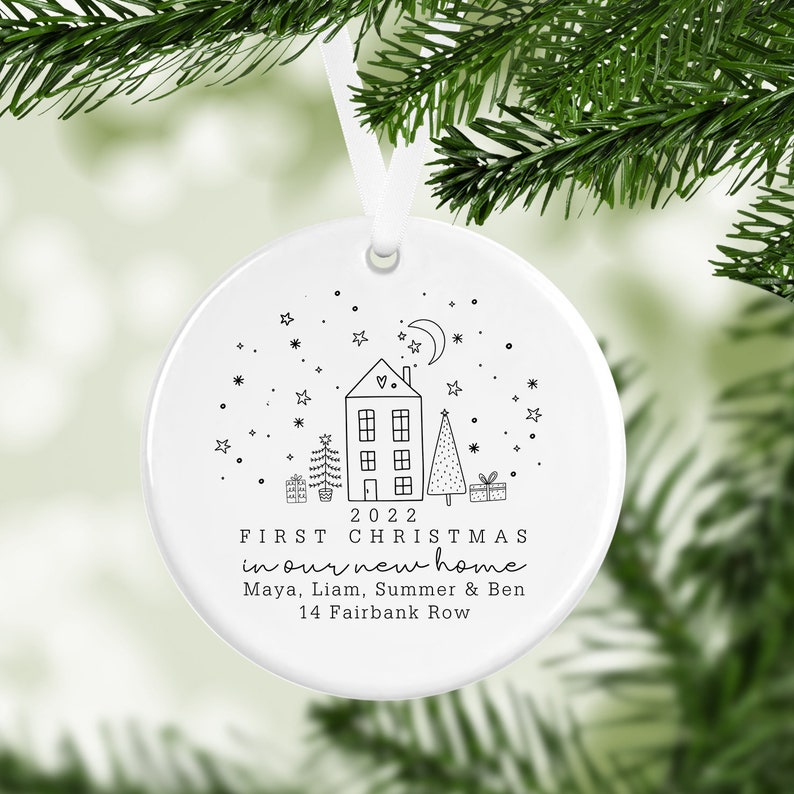 Personalised First Christmas in our New Home Bauble, Ceramic Xmas Tree Decoration, Couple Christmas Keepsake, First Christmas New Home image 6