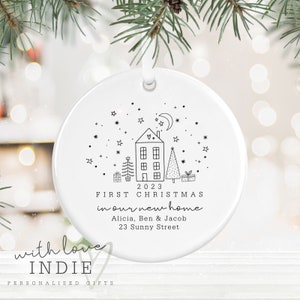 Personalised First Christmas in our New Home Bauble, Ceramic Xmas Tree Decoration, Couple Christmas Keepsake, First Christmas New Home image 3