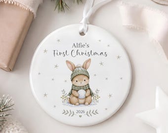 Personalised Baby's First Christmas Decoration, Baby's First Christmas Keepsake Bauble Ceramic Ornament, Baby's 1st Xmas Bauble, Baby Gift