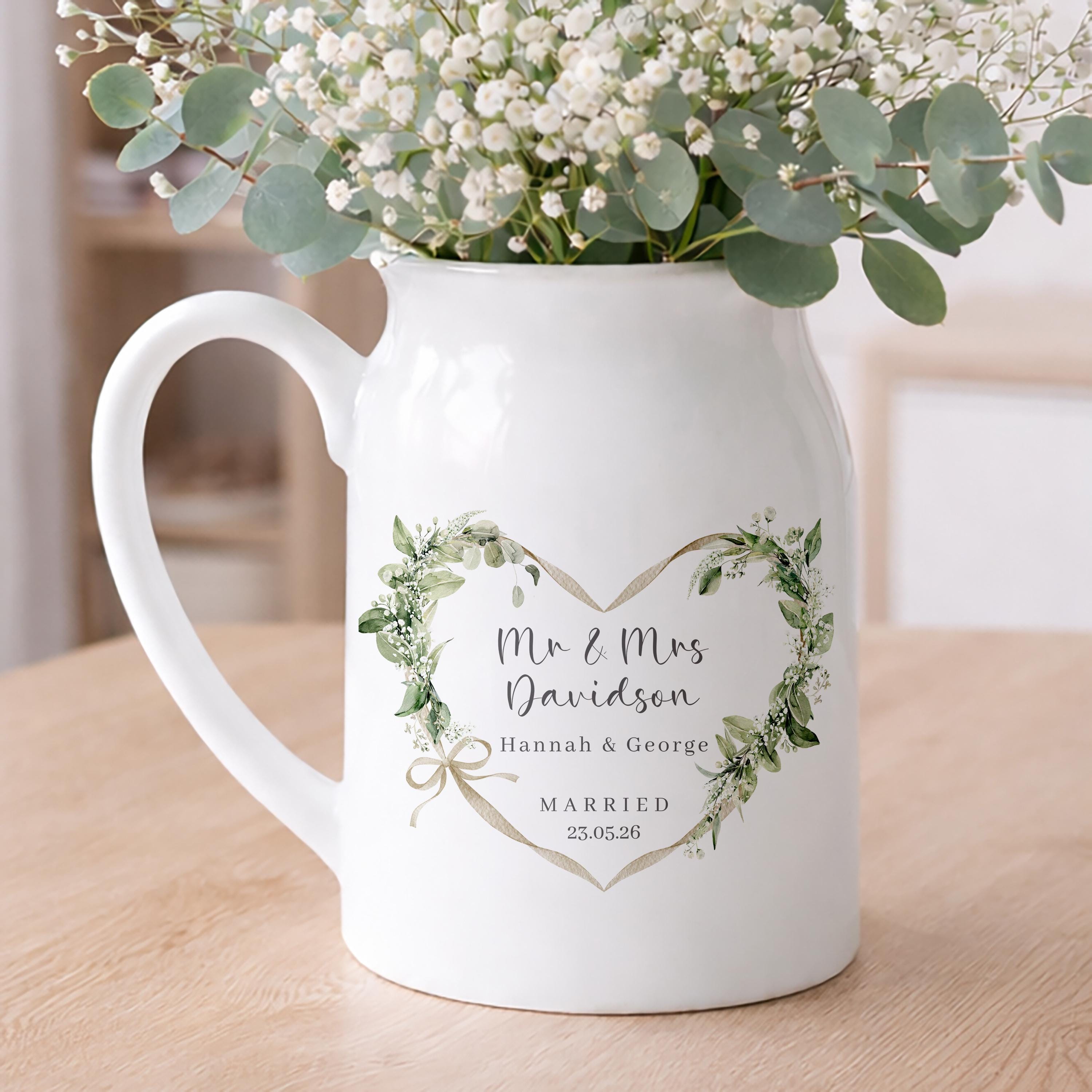 Vaso In Vetro Personalizzato Con Incisione Laser "Just Married" E Simbolo Infinito, Regalo Di Nozze, Lavabile In Lavastoviglie, Alta Qualità, Personalizzabile Con Testo A Scelta