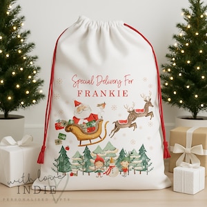 Sac père Noël personnalisé, sac cadeau de Noël, premier cadeau de Noël de bébé, bas de Noël, sac de jouets père Noël