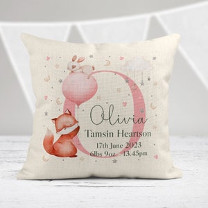 Personalised New Baby Cushion, Nursery Cushion, Birth Announcement, Baby Shower Gift