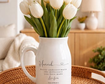Retirement Gift, Personalised Leaving Ceramic Vase