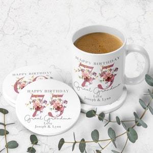 Personalised Age Mug & Coaster Set 30th 40th 50th 60th 70th 80th 90th 100th Birthday Gift, Best Friend Gift, Gift for Her image 3