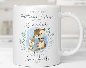 First Father's Day As My Grandad Personalised Mug & Coaster, Gift For Fathers Day, Gift For Grandad on Fathers Day