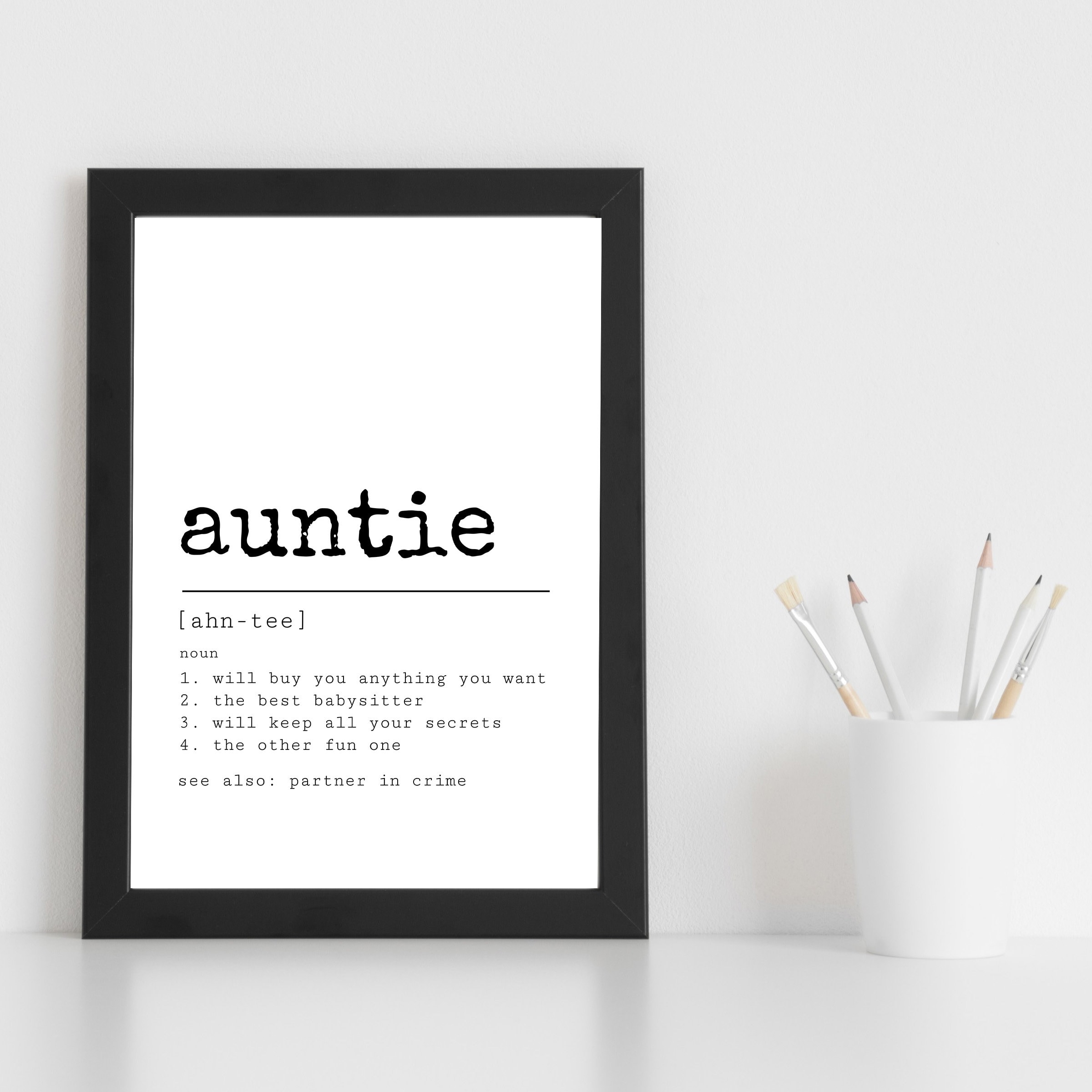Auntie Definition Print Etsy