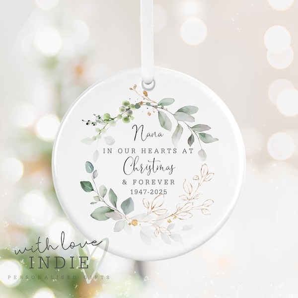 Personalised Christmas In Heaven Memorial Ornament, Memorial Ceramic Ornament, Custom In Loving Memory Bereavement Ornament