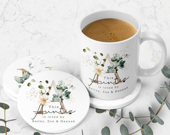 Personalised Ceramic Mug & Coaster - Gift For Auntie