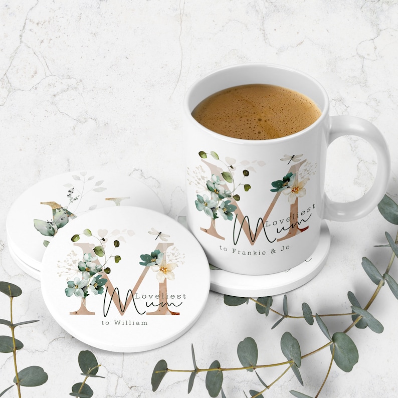 Personalised Ceramic Mug & Coaster  Mothers Day Gift  Gift image 1