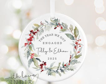Boule de Noël pour fiançailles, cadeau de fiançailles, souvenir de fiançailles, boule pour couple