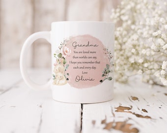 Personalised Ceramic Mug & Coaster , Mother's Day Gift For Grandma - Nana - Nan - Gran - Nanny, Gift For Her, Grandma Mug