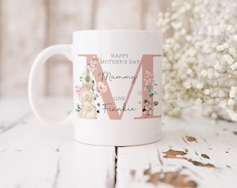 Happy Mother's Day Mug & Coaster Gift, Personalised Mother's Day Ceramic Gift Set for New Mum, Mummy, Mama, Mam, Mom