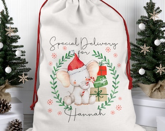 Personalised Santa Sack, Christmas Present Sack, Baby's First Christmas Gift, Special Delivery Christmas Eve Box, Father Christmas Bag