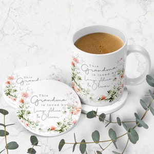 Personalised Ceramic Mug & Coaster - Mothers Day Gift For Grandma - Nana - Nan - Gran - Nanny, Gift For Her, Grandma Mug, Personalised Gift