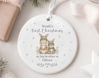 Personalised First Christmas As My Big Brother | Sister Decoration, Christmas Tree Decoration, New Baby Bauble, Baby's First Christmas