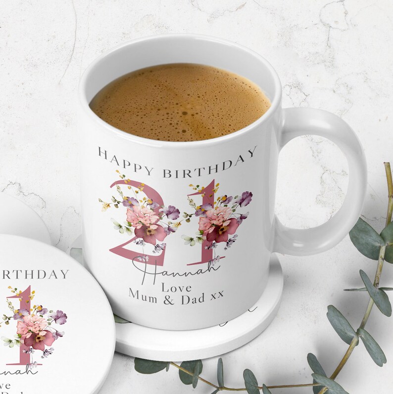 Personalised Age Mug & Coaster Set 30th 40th 50th 60th 70th 80th 90th 100th Birthday Gift, Best Friend Gift, Gift for Her image 8