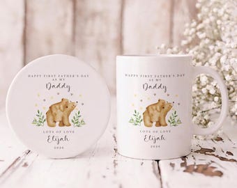 First Father's Day Daddy Mug & Coaster Personalised Gift Set From Children