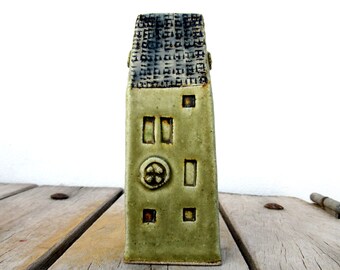 Olive Green House, Tall Clay Building, Ceramic House