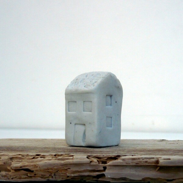 Minimalist Decor. Miniature Ceramic House. Porcelain House.