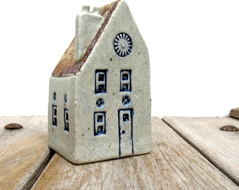 Blue And White House , Village House , Small Clay Home , Ceramic House