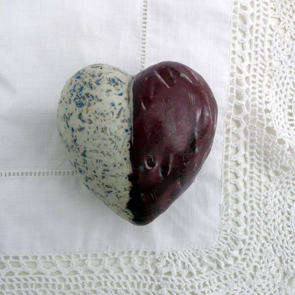 Small ,Fat,Pink and White,Porcelain Heart, Affordable Art. OOAK: