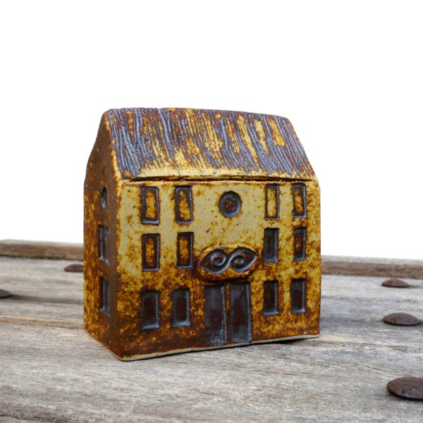 Yellow And Rust  House, Quayside Building, Ceramic Sculpture