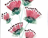 Pink Flowers Art , Peinture originale à l'aquarelle, Petite Peinture , Art , Art Abordable