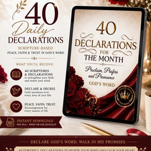 40 Days Scripture Declarations | Christian Affirmation Pages | Bible Study Devotional | Digital Download image 2