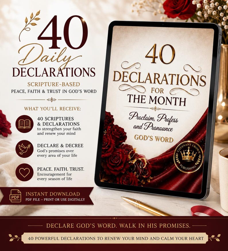 40 Days Scripture Declarations | Christian Affirmation Pages | Bible Study Devotional | Digital Download image 2