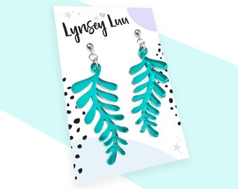 Laser Cut Fern Dangly Earrings