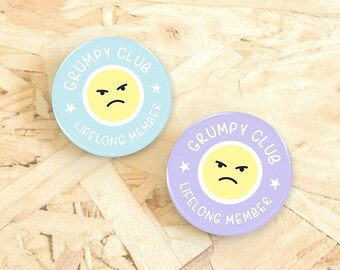 Grumpy Club Button Badge, 38mm