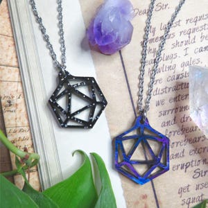 Table Top Gaming 20 Sided Dice Charm, Laser Cut D&D Necklace