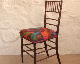 Vintage Faux Bamboo Opera Chair Dining Chair Side Chair With Jack Lenor Larson Fabric Seat