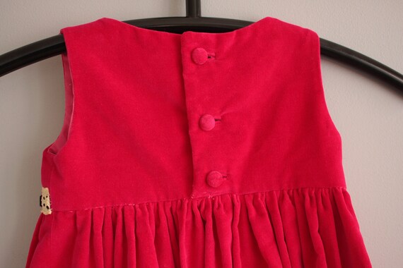 Bright Pink Velvet Toddler Dress Handmade Child's… - image 3