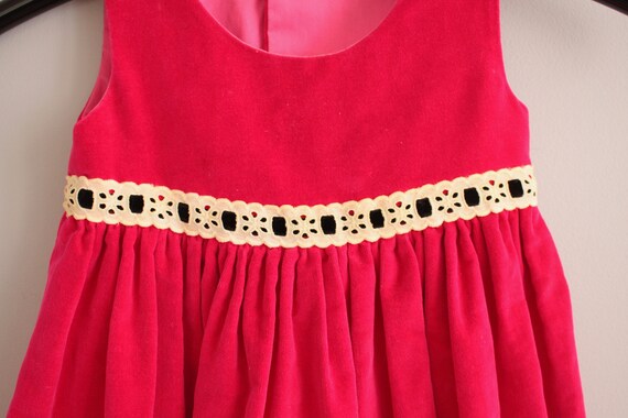 Bright Pink Velvet Toddler Dress Handmade Child's… - image 2