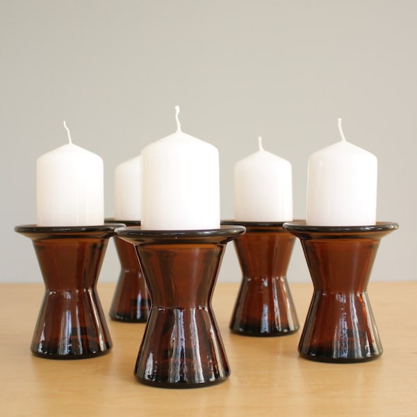 Dansk Candle Holders Amber Glass Candleholders Flower Vase Jen Quistgaard Design Candle Included