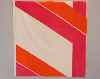 1971 Vintage Knoll Textile Wolf Bauer for Knoll Velvet Fabric  "Yves" Pink and Orange 23" x 24"