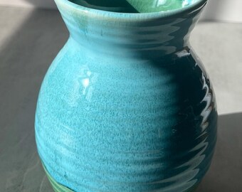 Blue Green Handmade Pottery Vase