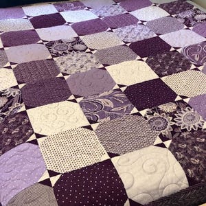 Digital sewing pattern for beginner patchwork quilt with cutting instructions