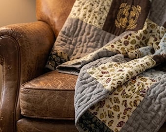 Log Cabin Quilt Pattern Patchwork Block Design Rustic Farmhouse PDF Digital Download