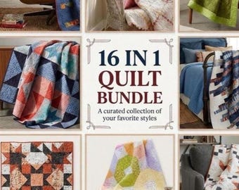 Pacchetto PDF di 16 modelli per trapunte in 1, design per patchwork, coperte per principianti, download immediato.