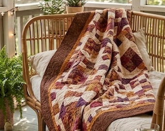 Patchwork Lap Quilt Pattern PDF Instant Download Easy Beginner HST Autumn Digital Quilt