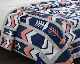 Quilt Pattern PDF Chevron Arrow Patchwork Modern Geometric Beginner Throw Quilt Download