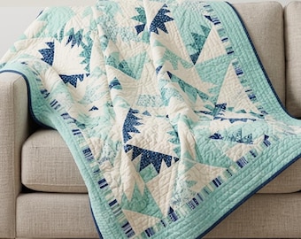 Patchwork Lap Throw Quilt Pattern PDF Modern Design Beginner Instant Download