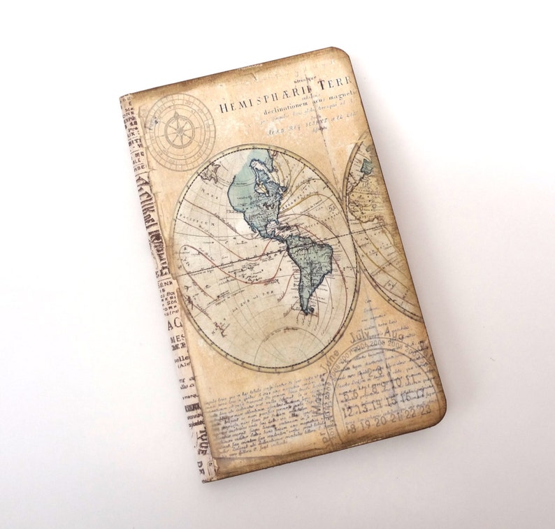 Map Travel Journal Old World Map Travel Notebook Compass Etsy