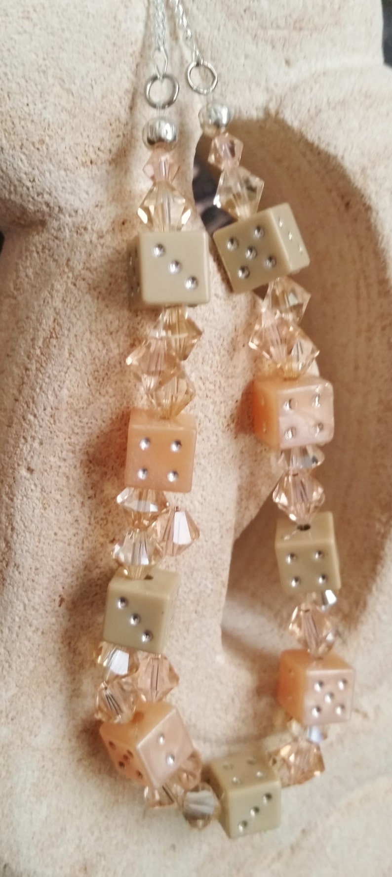 Six Sided Dice and Swarovski Necklace Gambling Jewelry Geek Etsy