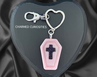 Pink Coffin Resin Keychain