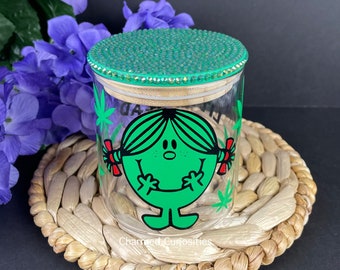 Cannabis Girl Stash Jar| Airtight Glass Container| Organization Container| Glass Stash Jar