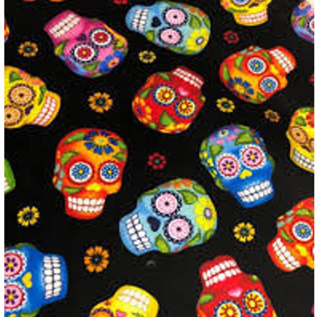 Sugar Skulls Black Timeless Treasures Colorful Skulls - Etsy France